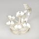 Handcrafted Silver Plated Copper Multi Diya Stand with Handle